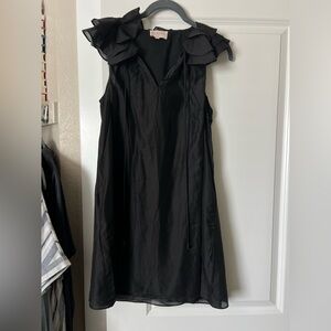 Black Ruffle Shoulder Sleeveless Dress